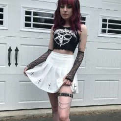 Yoursblack Gothic Crosses Pleated Skirts BOTTOMS
