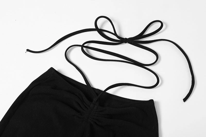 Yoursblack Cutout Tie Pearl Chain Pants 2 Yoursblack Cutout Tie Pearl Chain Pants