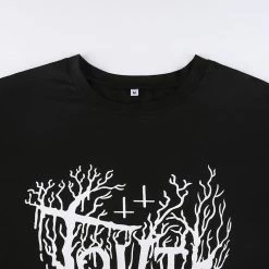 Yoursblack NEWS Dark Alphabet Print Mid-Sleeve T-Shirt