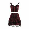 Yoursblack Dark Plaid Lace Pleated Skirt Set NEWS