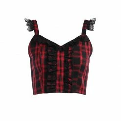 Yoursblack Dark Plaid Lace Pleated Skirt Set NEWS