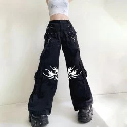 Yoursblack Dark Punk Print Streamer Trousers NEWS
