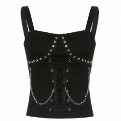 Yoursblack NEWS Dark Rivet Strap Chain Camisole