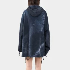 Yoursblack NEWS Dark Tie-Dye Hole Letters Oversize Hoodie