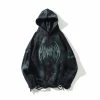 Yoursblack NEWS Dark Tie-Dye Hole Letters Oversize Hoodie