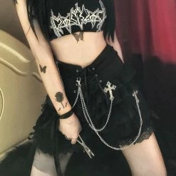 Yoursblack BOTTOMS Dark Chain Lace Culottes