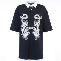 Yoursblack Dragon Babe Polo Shirt TOPS