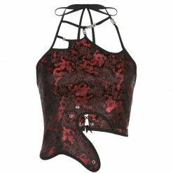 Yoursblack Dragon Jacquard Asymmetric Hem Tank Top