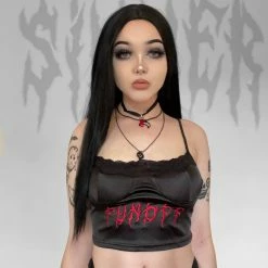 Yoursblack TOPS Embroidered Lace Mini Top