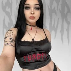 Yoursblack TOPS Embroidered Lace Mini Top