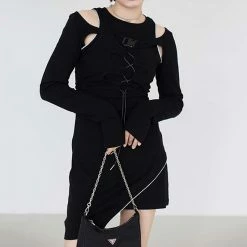 Yoursblack Functional Buckle Long Sleeve Dress 6 Yoursblack Functional Buckle Long Sleeve Dress