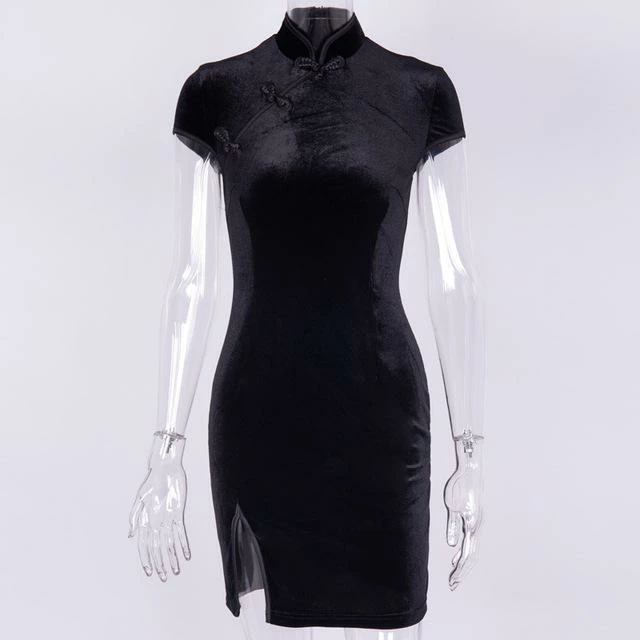 Yoursblack Black Velvet Gothic Cheongsam Dress 10 Yoursblack Black Velvet Gothic Cheongsam Dress