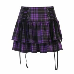 Yoursblack NEWS Gothic Dark Plaid Skirt