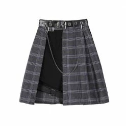 Yoursblack Gothic Irregular High Waist Plaid Skirt