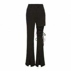 Yoursblack High Waist Cutout Lace-up Pants NEWS