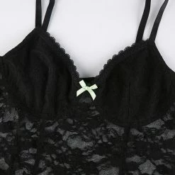 Yoursblack Lace Mesh Bow Slip Dress NEWS