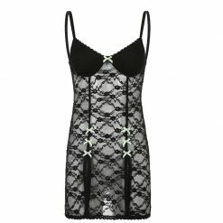 Yoursblack Lace Mesh Bow Slip Dress NEWS