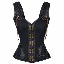 Yoursblack NEWS Leather Strap Chain Corset