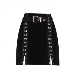 Yoursblack NEWS Metal Double-Breasted Velvet Skirt