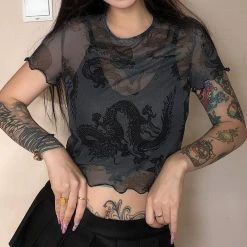 Yoursblack Chinese Dragon See-Through T-Shirts 7 Yoursblack Chinese Dragon See-Through T-Shirts