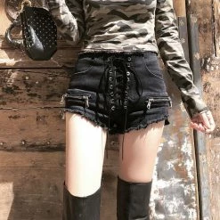 Yoursblack BOTTOMS Irregular Frayed Jeans Shorts