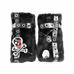 Yoursblack Furry Punk Skull Warm Gloves