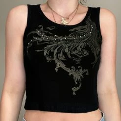 Yoursblack Hot-Drill Print Vest New In Jun