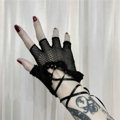 Yoursblack Accessory Fishing Net Half Finger Fingerless Gloves