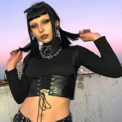 Yoursblack PU Lace Up Corset New In Jun