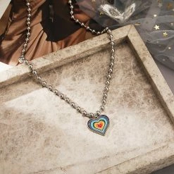 Yoursblack Rainbow Heart Necklace New In Jun