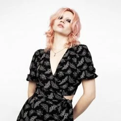 Yoursblack Butterfly V-Neck Crop Top New In Jun