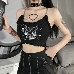 Yoursblack Chain Cross Strap Crop Top