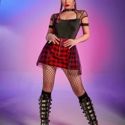 Yoursblack Grid Mesh Stitching Skirt