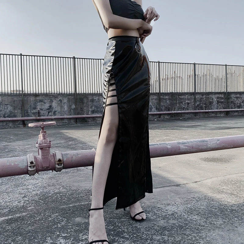 Yoursblack Vintage Goth High Waist Split Skirt 2 Yoursblack Vintage Goth High Waist Split Skirt