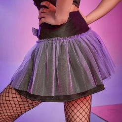 Yoursblack Mesh Contrast Color Mini Skirt