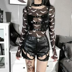 Yoursblack Bat Long Sleeve Sheer Top
