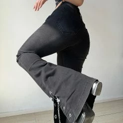 Yoursblack Slit High-Waist Denim Pants New In Jun