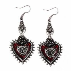 Yoursblack Rose Heart Earring New In Jun