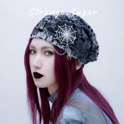 Yoursblack Spider Web Dark Beanie Hat