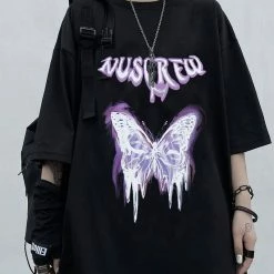 Yoursblack Dark Butterfly Pattern T-Shirts