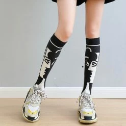 Yoursblack Black And White Avatar Pattern Tube Socks
