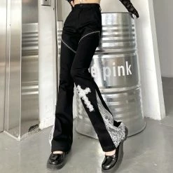 Yoursblack Dark Lace Cross Trousers NEWS