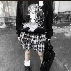 Yoursblack Grunge Style Plaid Rivet Skirt NEWS