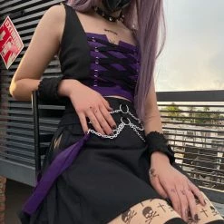 Yoursblack Black Purple Stitching 2 PCS Dress Set New In May