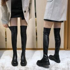 Yoursblack Shoes Stretch PU Over-The-Knee Boots