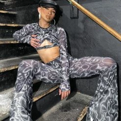 Yoursblack New In Jun High-Waist Gauze Flared Trousers