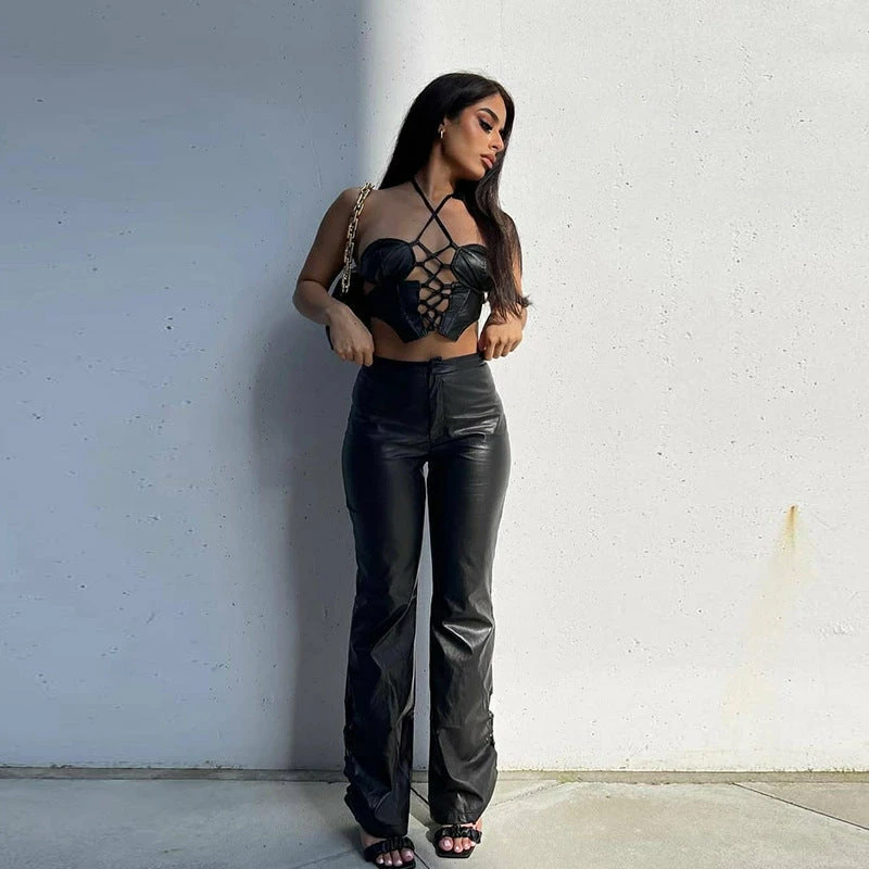 Yoursblack New In May Hollow Tie Halter Neck PU Vest 4 Yoursblack New In May Hollow Tie Halter Neck PU Vest