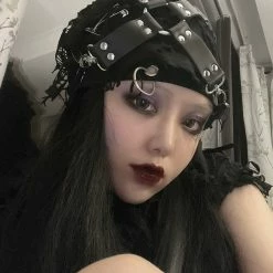 Yoursblack Destroy Leather Buckle Beanie Hat YB102