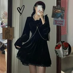 Yoursblack Chain Vintage Velvet Dress