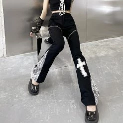 Yoursblack Dark Lace Cross Trousers NEWS